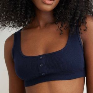 Dynamite Navy Henley Waffle Bralette, size M